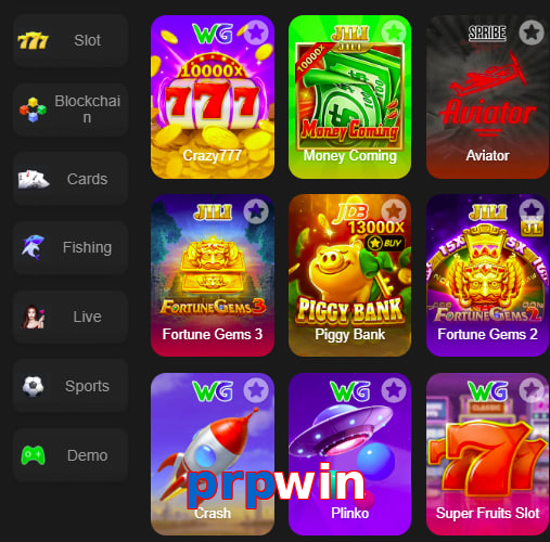Main screen of Prpwin game page for PK players